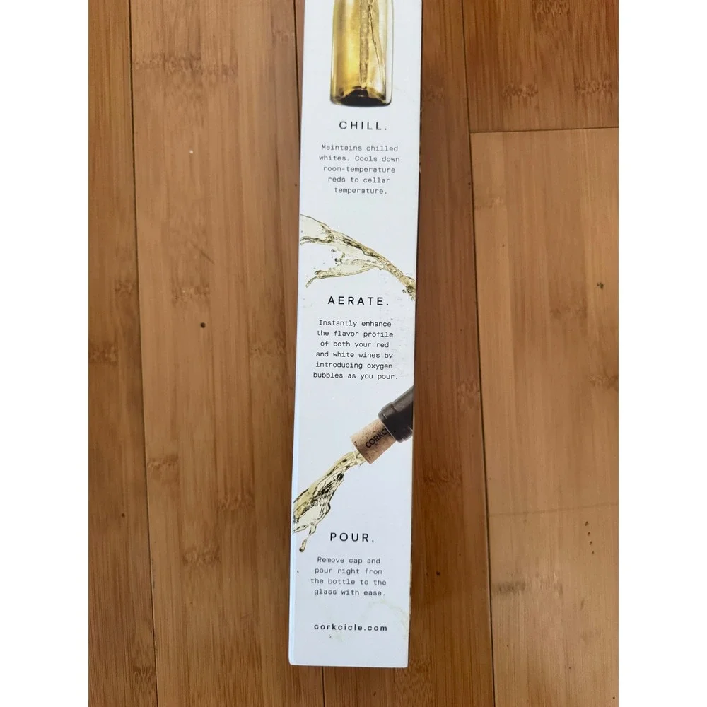 Corkcicle Air 4-in-1 Iceless Wine Chiller Aerator Pourer Stopper Classic Cork